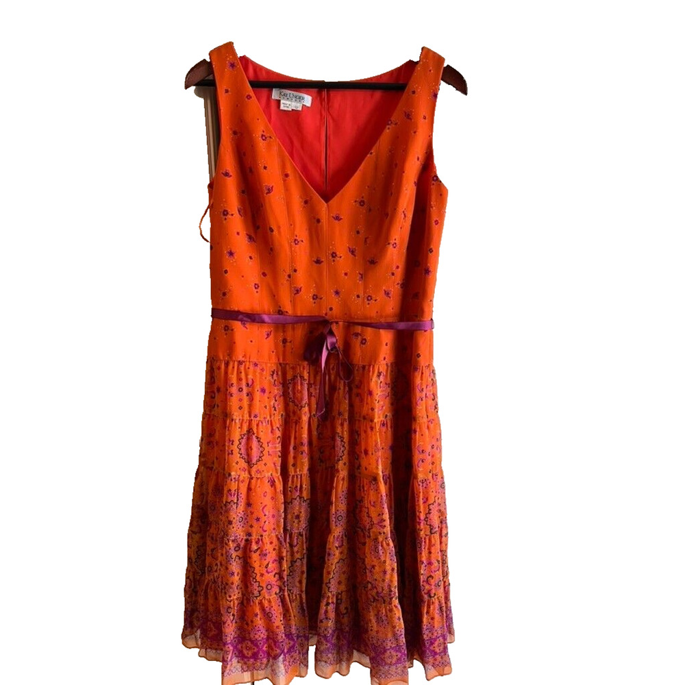 KAY UNGER NY WOMEN'S DRESS SIZE 12 SILK Fairycore, Maximalist ,Valentine ,boho